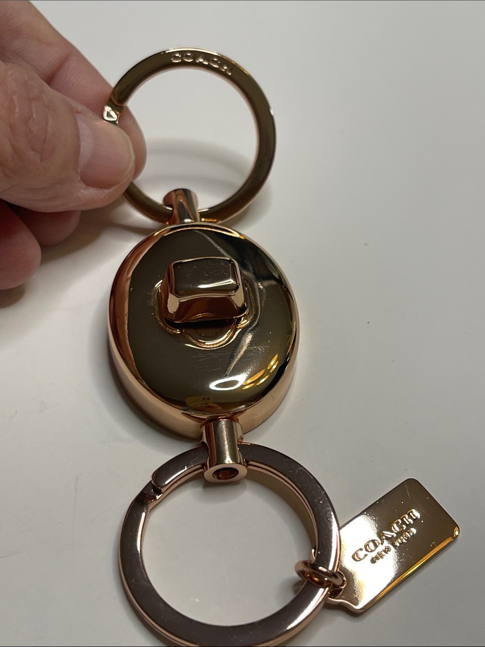 Coach Rose Gold Metal Valet Key Ring Charm